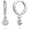 Skcess Huggie - Orecchini a cerchio in argento Sterling, con zirconi, rotondi con cristallo a monachella, da donna, Zirconia cubica Argento sterling, Zirconia cubica