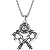 JewelryWe - Collana con Ciondolo a Forma di Ascia Vichinga, Ciondolo con Amuleto Valknut, Idee Regalo Ispirati alla Mitologia Norrena