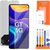 AGCUT Schermo di Ricambio per Realme GT 5G Schermo LCD per Oppo Realme GT 5G RMX2202 6,43 Pollici Incell LCD Display Digitalizer Touch Screen Assemblea con Riparazione (Nero, senza impronta)