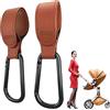 Edibaby, Ganci Passeggino, in Pelle, 2 Unità, Universale, Moschettoni per Carrozzina, per Borsa Passeggino, Zaini, etc (Marrone)