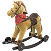 GIODICART Cavallo a Dondolo Marrone Chiaro con Ruote, Peluche Cavalcabile, Nitrisce e Muove la Bocca