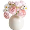 Hnonoxy Fiori finti con Vaso, Margherita Fiori Finti per Decorazioni, Bouquet Finti Artificiali Piante da Interno, Vari Fiori Artificiali per la di Matrimonio Tavolo Festa Nuziale Casa Ufficio (Pink)