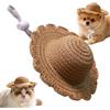 Generico Dog Straw Hat - Breathable Puppy Headpiece, Straw Material with Lightweight Design for Comfortable Fit Cat Summer Hat with Adjustable Strap for Pet Parents Animal Lovers Beach Park