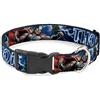 Buckle-Down Marvel Comics, collare per cani con fibbia in plastica, motivo: martello di Thor Avengers in posizione di azione Galaxy Blues, bianco, larghezza da 24 a 33 cm, larghezza 2,5 cm