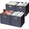 Posprica Scatole portaoggetti, organizer pieghevole a cubo, spesso e resistente (28 × 28 × 28 cm/4 pezzi, blu navy)