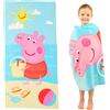 Franco Peppa Pig - Telo da bagno/piscina/spiaggia per bambini, super morbido e leggero, 100% riciclato, realizzato con bottiglie di plastica riciclata, 147,3 x 71,1 cm, prodotto con licenza ufficiale