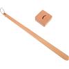 TEHAUX Calzascarpe e Base Stabile con Manico 55 Cm in Legno Strumento per Indossare Scarpe Facile da Usare Accessorio per Anziani, Donne Incinte