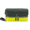DUDU Beauty Case da Viaggio Uomo Donna, Borsa da Toilette in Pelle Colorata a Mano, 2 Scomparti con Maniglia Mangrove