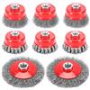 Behogan Set di 8 spazzole metalliche per smerigliatrice angolare, spazzola per smerigliatrice angolare M14, 75 mm e 100 mm, spazzole metalliche in acciaio inox, per rimuovere la ruggine, pulire e levigare