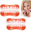 LOHOM 2 Paia Faccette Denti Sorrisi Cosmetici, Sicuro e Confortevole Dente Provvisorio Superiore e Inferiore con Perline di Riparazione per Uomini e Donne La Riparazione Temporanea di Problemi Dentali