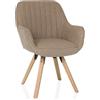 hjh LIVING Sedia da pranzo girevole SCANDI SOFT Sedia imbottita Poltrona con gambe in faggio, comodamente imbottita, rivestimento in tessuto beige