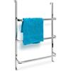 Relaxdays Portasciugamani da Bagno, Scala per la Porta, 3 Barre, Acciaio Inossidabile, HxLxP: 85 x 54 x 11 cm, Argento