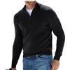 Letuwj Top Polo Manica Lunga Scollo a V Lana Pile Cerniera Uomo Casual, Nero, XXL