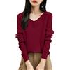 Generico Maglia Cashmere Donna Maglia Donna Invernale Oversize Sottile Maglie Lungo Cashmere Sweater Particolari Scollo a V Golf Pesante Maglioncini Lana Tops Abbigliamento 2#Blu XXL