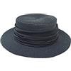 XAGMODSHN Cappello da sole in paglia da donna, 6,9 cm, alla moda, con parte superiore piatta, protezione solare per spiaggia e vacanze, Tutto nero, 57