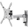 Goobay 71988 Supporto a parete per TV Caravan FULLMOTION (M), argento - supporto per televisori da 13 a 43 pollici (33 - 109 cm), max. 15 kg, completamente mobile: orientabile, inclinabile, fino a 2