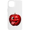 Funny Apple Tongue Out AI Gen Alpha Gift Custodia per iPhone 14 Plus AI Apple Tongue Out Brainrot Fruit Funny Gen Z Stupido Meme