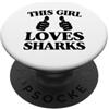 Shark Lover Merch with Retro Ocean Aesth Questa ragazza ama gli squali due pollici PopSockets PopGrip Adesivo