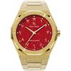 PR Paul Rich Paul Rich Orologio da uomo in acciaio inox di lusso, robusto ed elegante, per affari, regalo o laurea, orologio analogico da polso per lui, quadrante arabo, polvere di stelle satinate II, Oro/Rosso