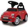 Jamara 460326 - Push-Car Fiat 500 rosso - Bagagliaio sotto il sedile, Maniglia per spinta e sostegno, Clacson, Protezione da ribaltamento