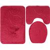 Vvikizy Set di Tappeti da Bagno 3 Pezzi, Set di Tappetini da Bagno Set di Tappeti Morbidi e Confortevoli 3 Pezzi Copri Coperchio WC Antiscivolo, Tappetini da Bagno Assorbenti Acqua,