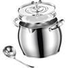 Baoblaze Contenitore in Acciaio Inossidabile con Doppio Manico, Contenitore per Olio Da Frittura, Contenitore per Olio con Coperchio