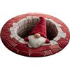 Generico Tappeto Natalizio 3D 100 cm, Tappeti Decorativi per Illusione Ottica 3D, Tappeto Natalizio Trapuntato con Tappetino Rotondo con Cane gnomos Babbo Natale per Soggiorno Camera da Letto