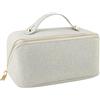 QLoztyse Beauty case da viaggio di grande capacità, con manico e scomparto grande apertura, organizer per cosmetici glitterati per ragazze, Argento, Large, Moda
