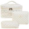 eaacaa Astuccio per il trucco, set di 3 trousse da toilette da donna da viaggio in cotone, motivo floreale grande capacità, astuccio da toilette per ragazza donna, #5 Fiori D'Api, Classico