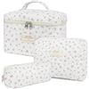 eaacaa Astuccio per il trucco, set di 3 trousse da toilette da donna da viaggio in cotone, motivo floreale grande capacità, astuccio da toilette per ragazza donna, #3 Ciliegia, Classico
