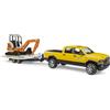 Bruder 02546 Ram Rental Service with Trailer and Mini Excavator, Yellow