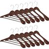 MELA S MELA'S Wooden Wide Clothes Hanger Natural Wood Pack of 12 Non Slip for Walnut