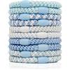 Generisch Knekkies - Elastici per capelli, 10 pezzi, elastici intrecciati, originali, colorati, alla moda, adatti per capelli spessi, lisci e ricci (serie blu)