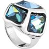 Uno de 50 Anillo bañado en Plata formado por Tres piezas Handmade con cristales de Swarovski® Elements en Color Azul Sahara y con Forma de rombo Irregular. Realizada por UNOde50 en España