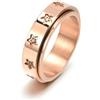 Aotiwe Anello di promessa da donna, anello nuziale con stella, girevole, in acciaio inossidabile, gioiello vintage per donne, L 1/2, Acciaio inossidabile, Zirconia cubica