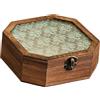APLVFFZH Scatola Portaoggetti Cofanetto Portagioie Contenitore Rettangolare Scrigno in Legno con Coperchio in Vetro Trasparente Adatta per Ricordi E Decorazio, 17x17x5.8 Cm