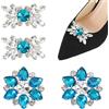 WADORN 4 pezzo di Clip per Scarpe con Strass di Cristallo, 2 Stili Fiori Strass Ciondoli per Scarpe Da Sposa Da Sposa Fiocchi di Neve Lucidi Decorazione per Scarpe Clip per Scarpe Staccabile,Blu