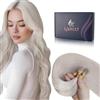 LaaVoo Extension Capelli Veri Nano Ring 60cm Biondo Platino Extension Nano Capelli Veri Remy Invisible Estensione Dei Capelli Umani Nano Tip Capelli Lisci 50g 50ciocche #60
