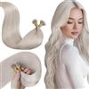 LaaVoo Extension Capelli Veri Nano Ring 45cm 50g Biondo Platino Extension Nano Capelli Veri Remy Invisible Estensione Dei Capelli Umani Nano Tip Capelli Lisci 50ciocche #60