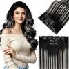 LaaVoo Extension Capelli Veri Clip PU Invisibile Senza Cucitura Balayage Nero Silver Naturale, Ultra Sottili Capelli Lisci Remy, Lunghezza Volume, Feste Quotidiano 4 Pezzi 100g 55cm #1b/s/1b