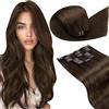 LaaVoo Extension Capelli Veri Clip, Marrone Cioccolato, 60cm 150g 7pcs, Capelli Veri Umani, Lunga Durata, per Cerimonie Importanti, Colore 4