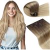 LaaVoo Extension Capelli Veri Clip, Balayage Marrone Chiaro a Biondo Sporco e Biondo Platino, 60cm 150g 7pcs, Capelli Veri Umani, Lunga Durata, per Cerimonie Importanti, Colore 8-18-60