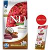 FARMINA N&D Quinoa Dog Adult Medium & Maxi Skin & Coat Cervo & Cocco 7 kg + FARMINA N&D Quinoa Dental Treat Skin Coat Quail Medium/Maxi 100 g (7 pezzi) GRATIS!