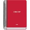 Dohe - Agenda scolastica 2026 2027, da settembre a giugno, giorno per pagina, formato A6 (12 x 17 cm), copertina flessibile in plastica rigida, rilegatura a spirale, spagnolo e inglese - Element Red