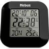 Mebus digitaler Funkwecker mit Thermometer, Datumsanzeige und Beleuchtung, Snooze-Funtion, Material: Kunststoff, Farbe: Schwarz, Modell: 51510