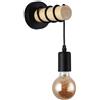 B·LED BARCELONA LED BarcelonaLED - Lampada da parete rotonda in legno naturale, con attacco E27, colore nero, con cavo vintage nordico per corridoio camera da letto soggiorno