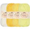 BambooMN JubileeYarn Baby - Gomitolo di filato di cotone di bambù, 50 g, tonalità di giallo, 4 matasse