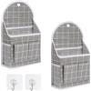 Jeesblsy Borsa Portaoggetti da Parete, Portaoggetti da Appendere Elegante Tasche da Comodino con Gancio Organizer Letto Sopra la Porta E l'armadio Camera da Letto (Grigio Cervo)