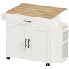 HOMCOM Isola da Cucina con Ruote, Piano Ribaltabile, Cassetto e Ripiano, 120x68x85 cm, Bianco | Aosom Italy