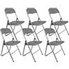 Set 6 Sedie Pieghevoli 45x45x45/80 cm in Acciaio e PVC Imbottito Grigia